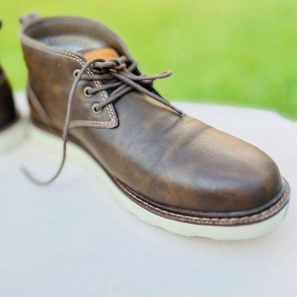 Buffalo Mens Boots Brown Chukka Memory Foam Sock Pull-Tab Padded Collar Durable